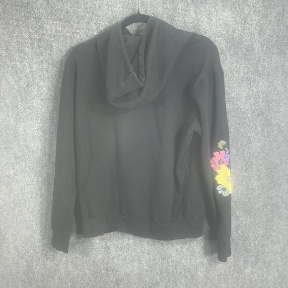 Adidas Black Hoodie Sweatshirt Grow Through What You Go Through Floral Sleeves L - Picture 10 of 16